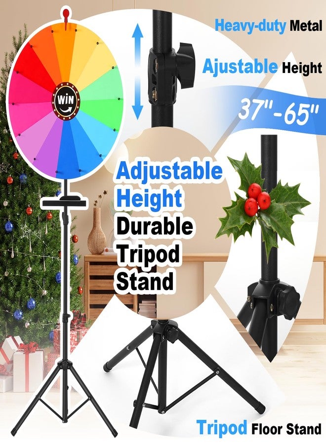 AugFir 24-inch Spinning Prize Wheel, Ajustable 37"-65" Height Spinning Wheel, Storable Prize Wheel Spinner with Stand, Wheel of Fortune, Spin Wheel for Prizes, 14 Slots - Image 5